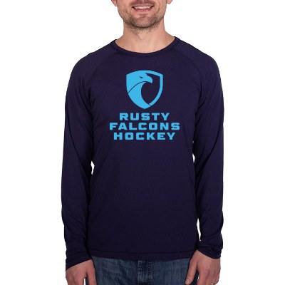 Custom navy long sleeve t-shirt with logo.
