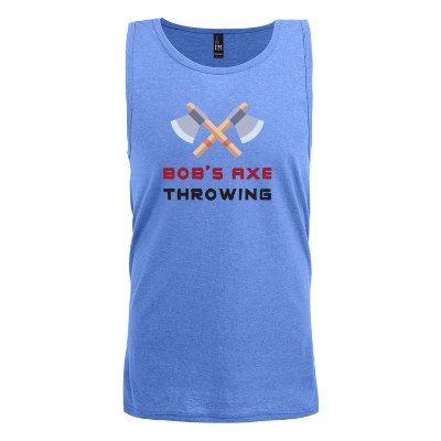 Custom full color imprint on heathered royal tank top.
