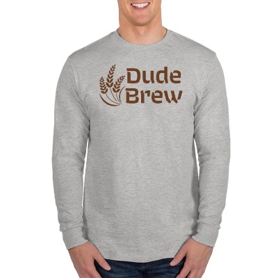 Heather grey long sleeve t-shirt with custom logo.