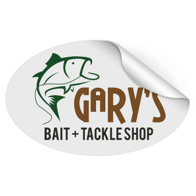 8x5 inch oval sticker with full color custom imprint.