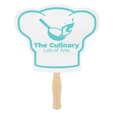 White paper hand fan with a personalized imprint