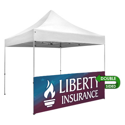 Full-color 10-ft. tent half wall with custom imprint.