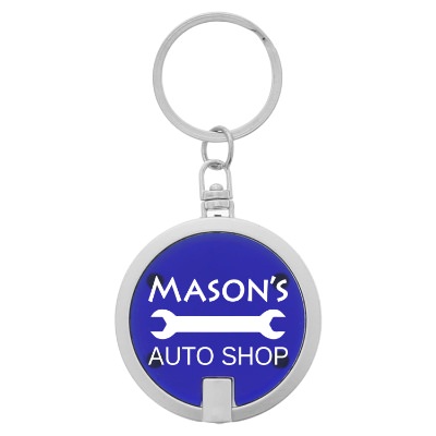Bright flashlight keychain with custom imprint.
