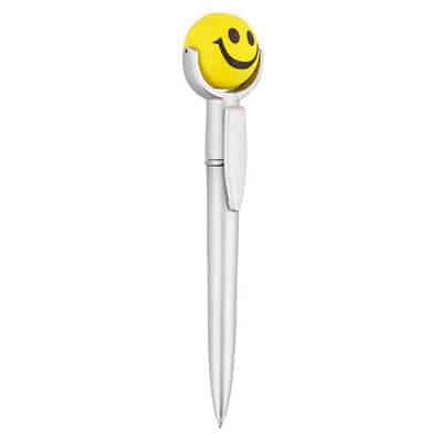 Foam and plastic smiley face stress reliever pen top blank.