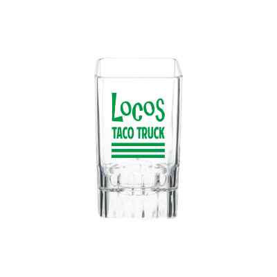 Arcylic clear shot glass with custom imprint in 2 ounces.
