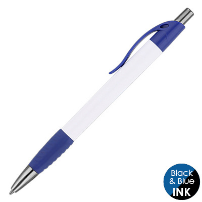 White pen with colorful accent.