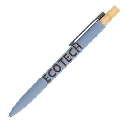 Light gray aluminum pen with a custom imprint.