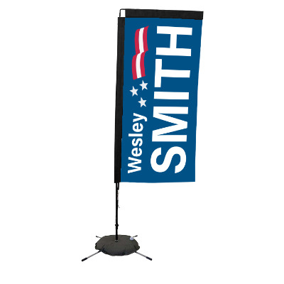 7-ft. stand-up flag with custom logo.
