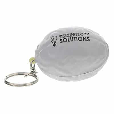 Foam brain stress ball key ring with a custom imprinted logo.