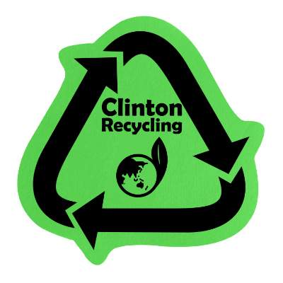 Lime green recycle arrows vinyl jar opener with custom printed logo.