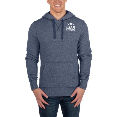 Blue custom imprinted hoodie.