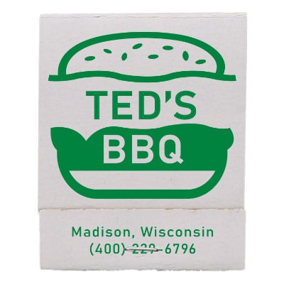 White paper matchbook with a personalized imprint.
