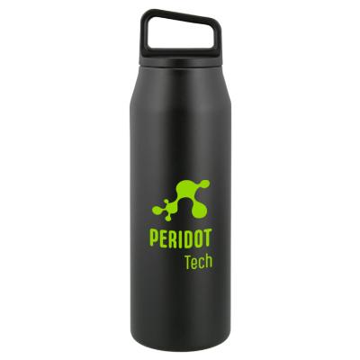 Stainless black powder bottle with custom logo.
