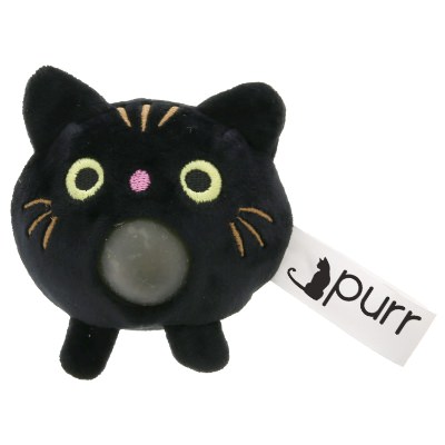 Black foam stress ball with a customized logo.