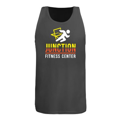 Custom iron grey tank top with full color imprint.
