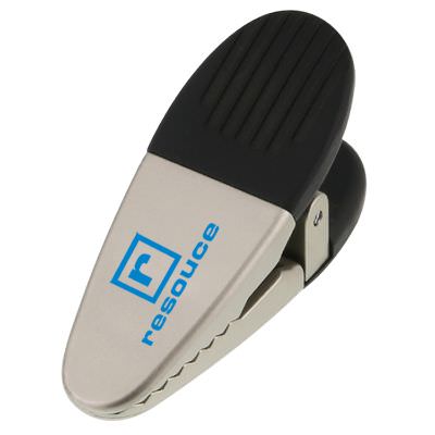 Plastic champagne metallic grip allligator maget chip clip with customized print.