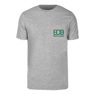 Personalized athletic heather pocklet tee with full color logo.