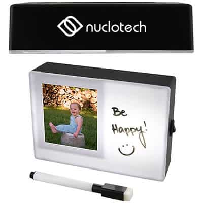 Light up desk with custom imprint.
