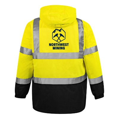 Hi Vis Yellow and Black Imprinted Heavy Jacket