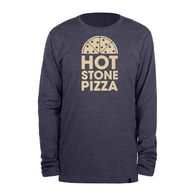 True navy heather long sleeve t-shirt with logo.