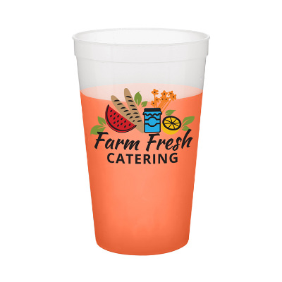 Color changing stadium cup with custom full color logo in 22 oz.