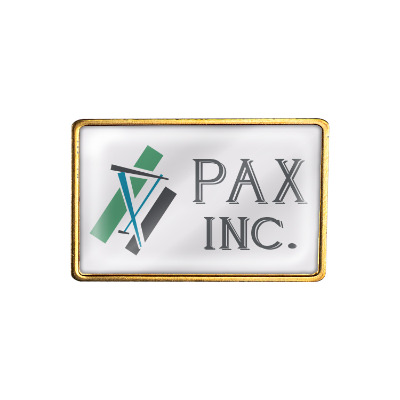 Brass lapel pin with a custom logo.