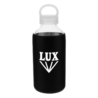 Glass black bottle with custom imprint in 18.5 oz.