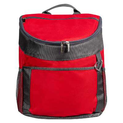 Blank red backpack cooler.