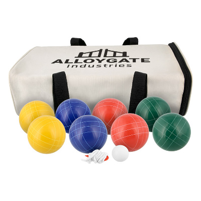 Beige polyester outdoor game with a branded imprint.