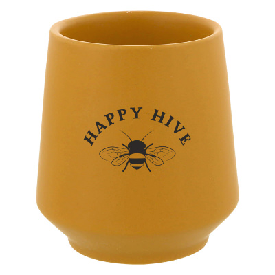Mustard lavender ceramic candle with a personalized imprint.
