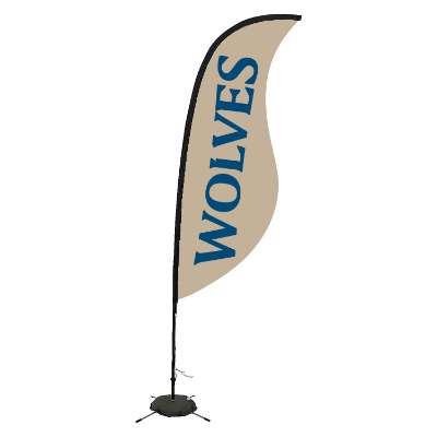 9-ft. stand-up flag with custom logo.