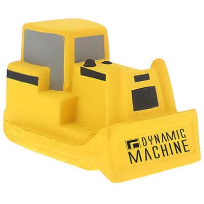 Foam bulldozer stress reliever with customized logo.