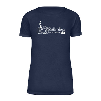 Women's plum short-sleeve t-shirt with logo.