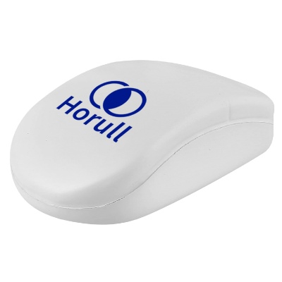 White foam stress ball with a personalized logo.