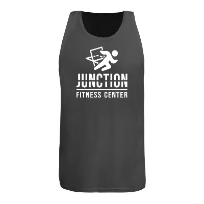 Custom iron grey tank top with logo.