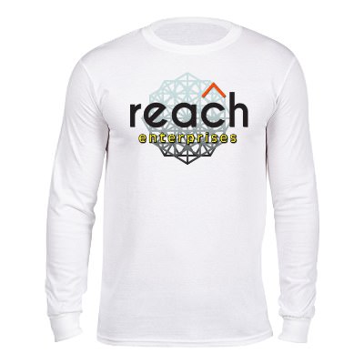 White customizable full color long sleeve t-shirt.