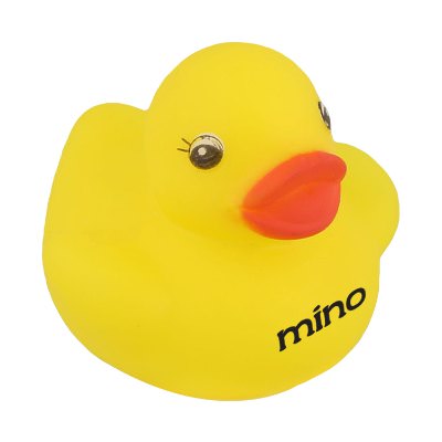Plastic yellow personalized rubber duck.