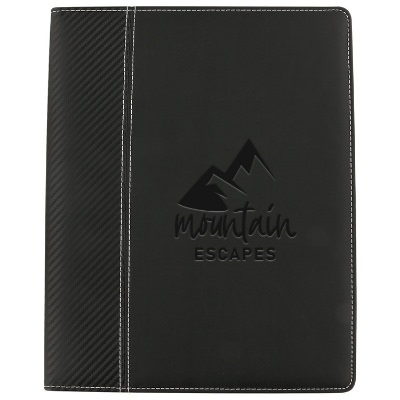 PVC black accented padfolio debossed.