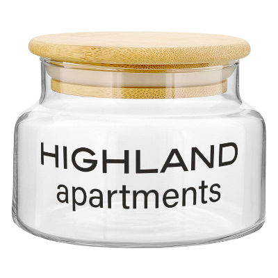 Clear glass jar with a personalized imprint.