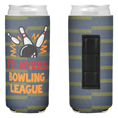Boho slim patterned can cooler with custom full color imprint.