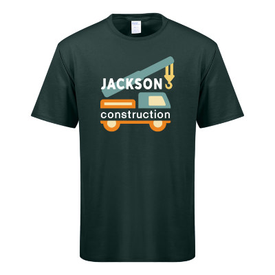 Dark green custom tall t-shirt with full color imprint.