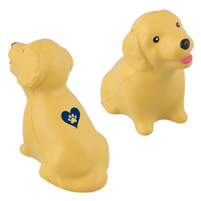 Tan foam stress ball with a personalized logo.
