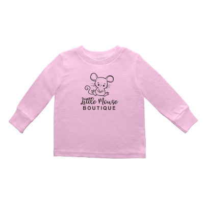 Pink toddler long sleeve t-shirt with custom logo.