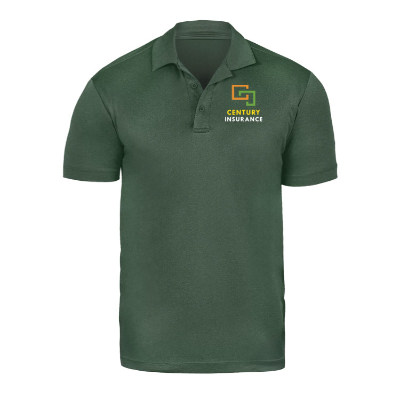 Customized full color logo green glen heather polo.