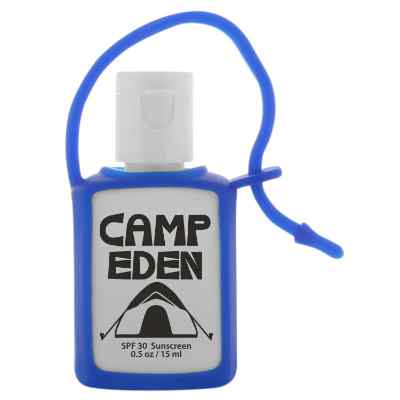 Plastic bottle with blue silicone holder available in low prices.