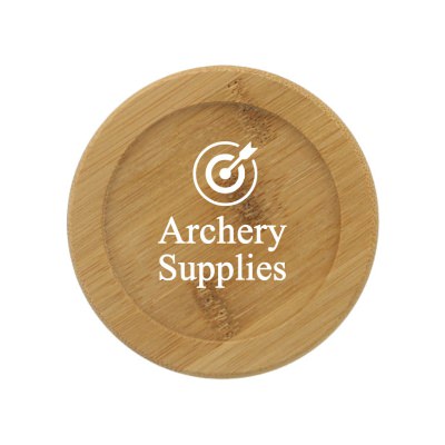Bamboo round coaster with personalized printing.
