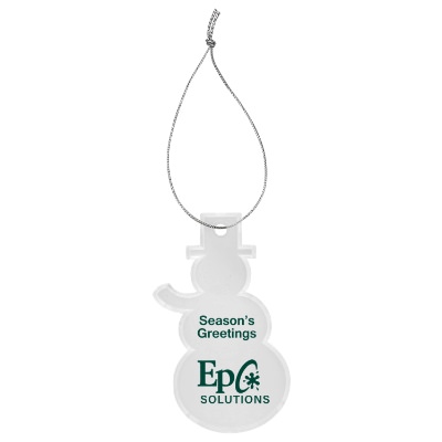 Clear acrylic ornament with a personalized logo