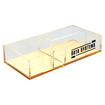 Plastic clear note holder with one color imprint.