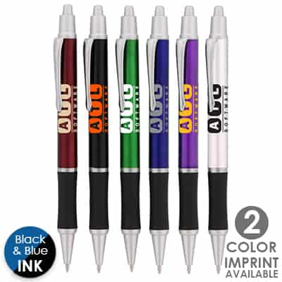 Plastic metallic pen with ink.