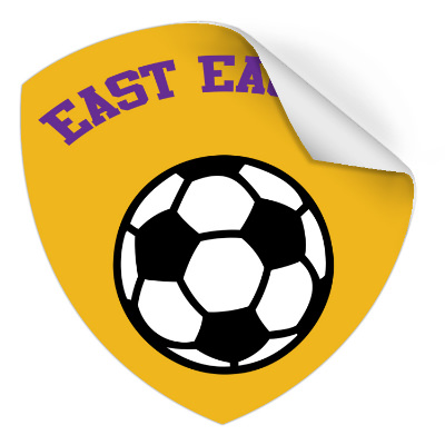 Custom shield sticker with full color custom imprint.